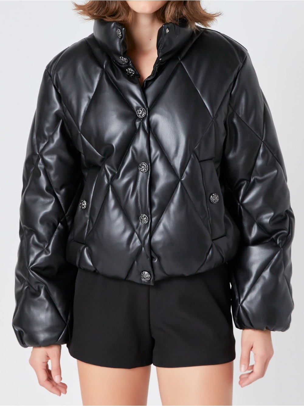 Leather Quilted Bomber Jacker - NWOT